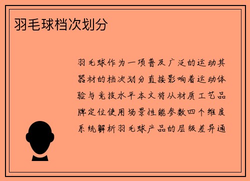 羽毛球档次划分