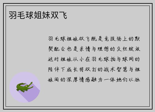 羽毛球姐妹双飞